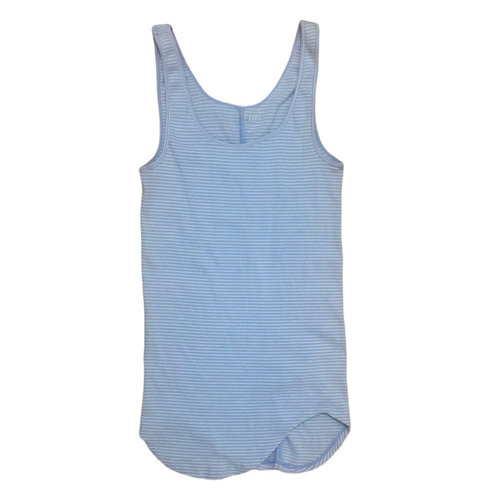Gap light blue and white striped tank top with asymmetrical bottom, XS